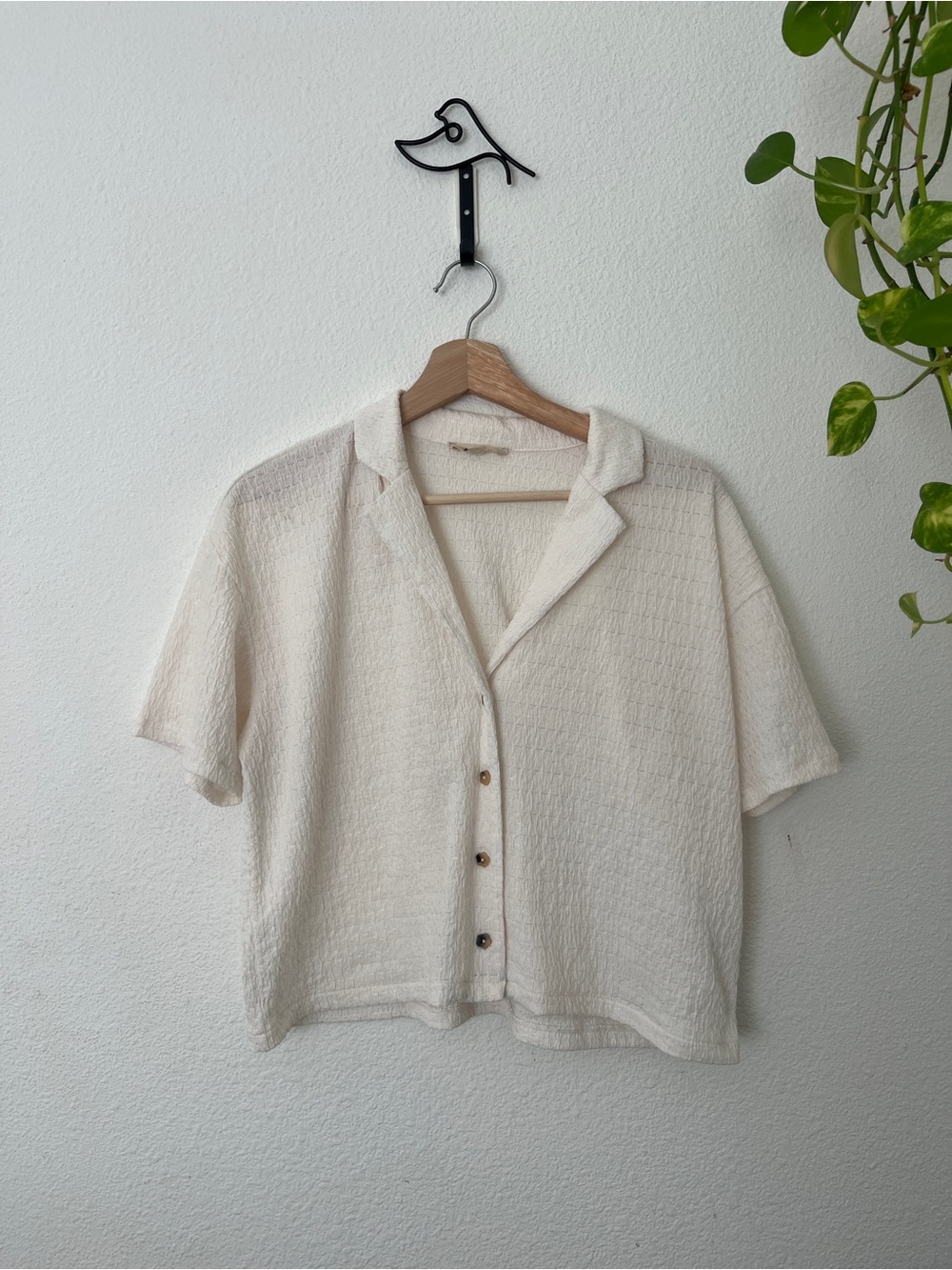 Madewell Cream Flower Button Top sz M